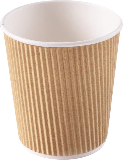 NYHI 150 6 oz Ripple Kraft Paper Cups Brown Hot Cold Cups 3 Layer Rippled Small - Image 3