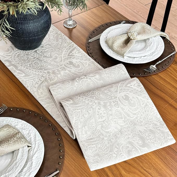 Table Runner with Jacquard Design, Waterproof Thick Table Runner by ZIWUROAD