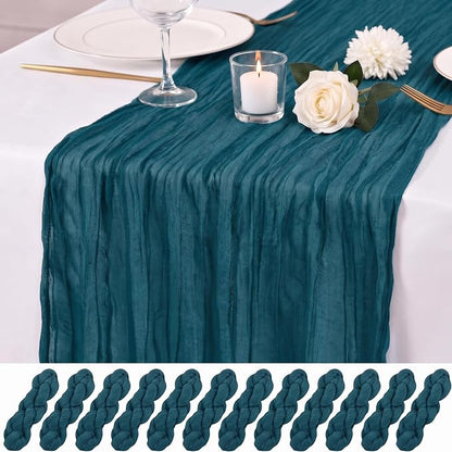 12 Pack Teal Cheesecloth Table Runner 17x108 Inch Boho Rustic Semi Sheer Gauze by Unknown