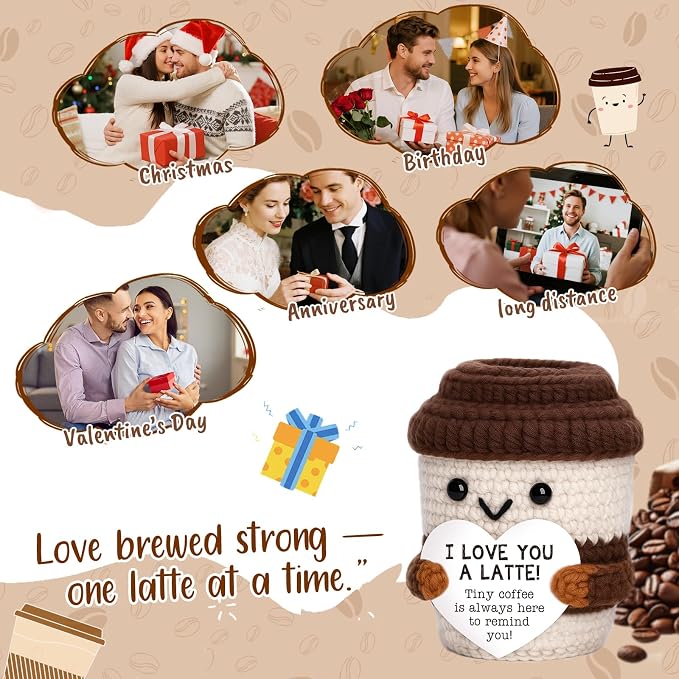 Positive Crochet Coffee Cup I Love You Gift - Image 8