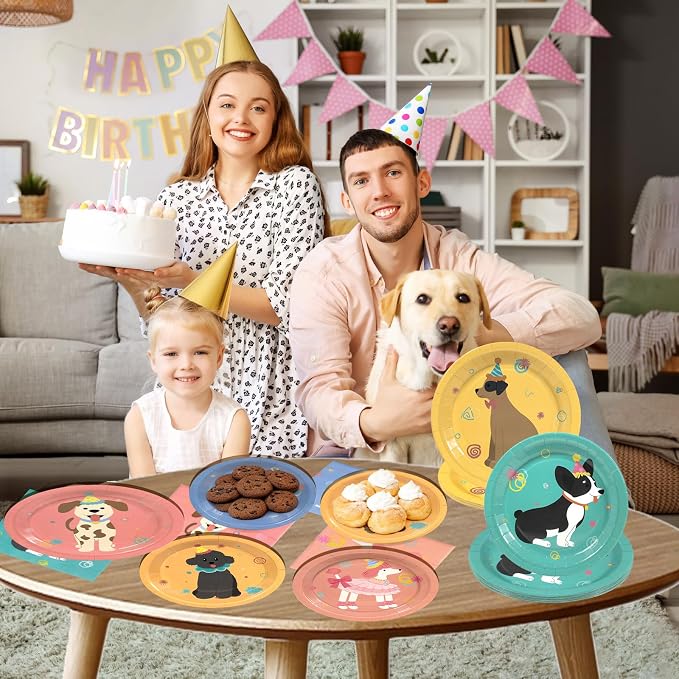 180Pcs Pet Dog Party Supplies Paper Plates and Napkins Serve 60 | Disposable - Image 5