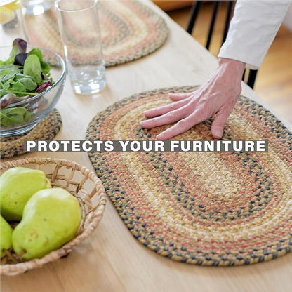 Homespice Russet Jute Braided Short Table Runner, Warm Country Decor, Set of 2, Multicolor Rectangle 8x28 - Rich Colors, Easy to Clean, Durable and Protects Furniture