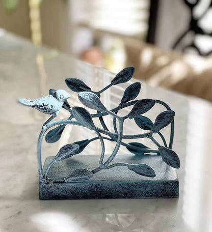 Antique Blue Bird Vertical Napkin Holder | Sturdy Paper Hand Towel Storage Tray - Image 5
