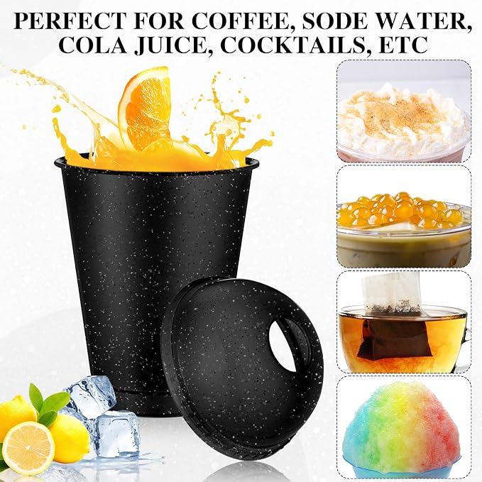6 Set Slushie Cups with Dome Lids and Straws Detachable Spoon Straws Reusable - Image 5