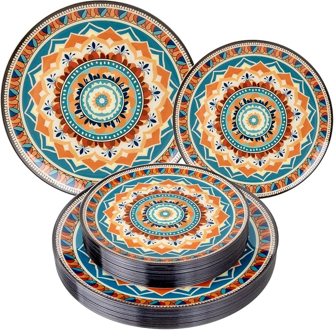 60PCS Bohemian Plastic Plates by Joyido
