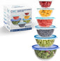 COOK WITH COLOR 12 Pc Glass Mixing Bowl Set with Lids – Borosilicate Glass Nesting Bowls for Cooking, Baking and Meal Prep, Blue