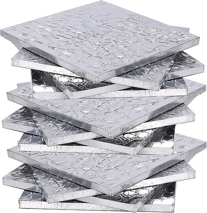 Premium Engraved Table Coaster, Drink Coasters Set of 12-4 Inch Coaster Set for Tabletop, Coffee Table Protection, Home Decor Accent, Non Slip Drink Mats (Silver) - ALPHA Living HOME