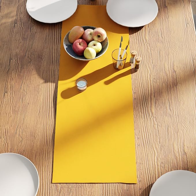 Encasa XO Table Runner, Cotton Canvas Dining Runner 13"x36" | Sunbeam Yellow - Image 3
