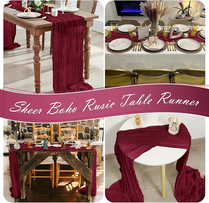 30 Pack Burgundy Cheesecloth Table Runner 17 x 108 inch Cheese Cloth Table - Image 7