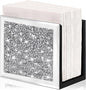 Wocred Mirror Napkin Holder,Crystal Crushed Diamond Vertical Holder,Square Glass Mirror Napkin Holder for Dining Table or Counter in The Kitchen.(5.9”X5.9”X3”)