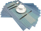 Placemats Washable Easy to Clean PVC Placemat for Kitchen Table Heat-resistand Woven Vinyl Hard Table Mats 12x18 inches Set of 6 （Blue）