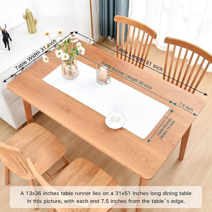 Faux Linen Small Table Runner Water Resistant 13 x 36 in, Coffee Table Runner - Image 2