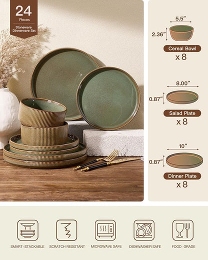 Stoneware Dinnerware Sets, Reactive Glaze Dishes Set - Image 7