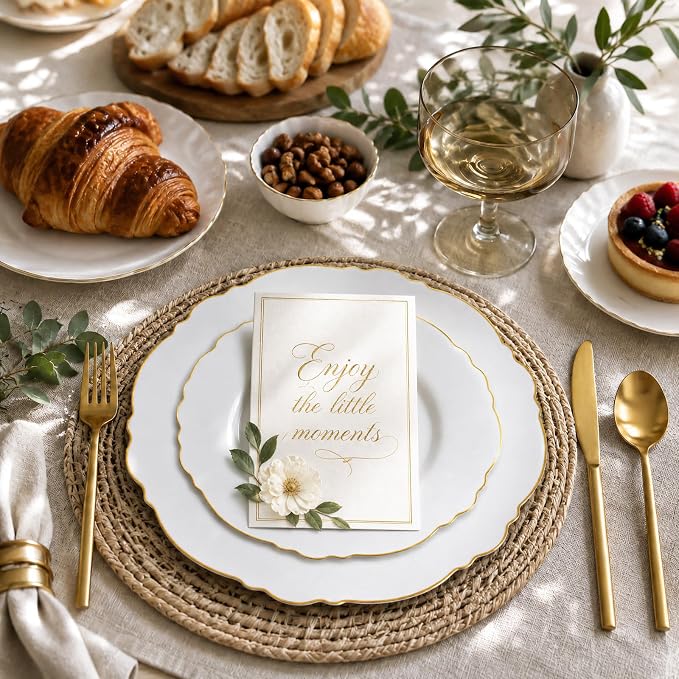 60pcs Gold Dessert Plates-7.5inch Baroque White and Gold Small Dessert - Image 9