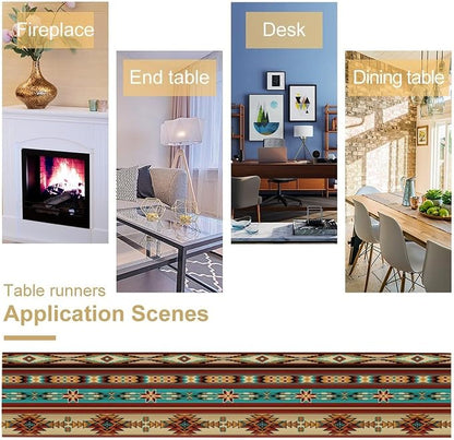 Aztec Southwest Table Runner, Ethnic Style Design Geometric Triditional Kitchen - Image 7