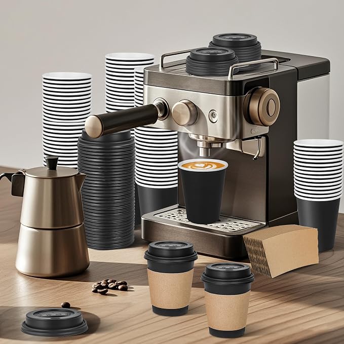 Ginkgo 100 Pack 8 oz Disposable Coffee Cups - Image 4