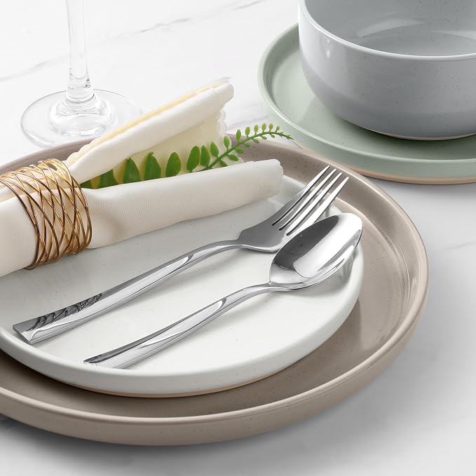 LIANYU 12 Piece Ceramic Dinnerware Set, Stoneware Dinner Dish Set - Image 7