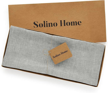 Solino Home 100% Pure Linen Table Runner Chambray Grey, Athena 14 x 72 in | - Image 5
