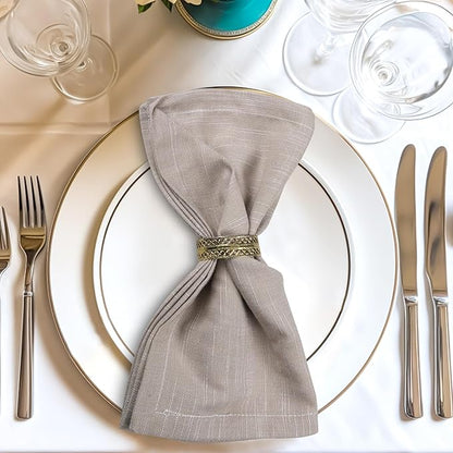 Urban Villa Cloth Napkins 100% Cotton Slub Absorbent Dinner Napkins (Set of 12) Oversized 20x20 Inches Beige White Chambray Soft Durable Reusable Washable Ideal for Everyday Use Premium Quality