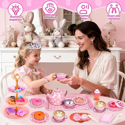 Hohosunlar Tea Party Set for Little Girls, Kids Tea Set for Toddler 3-5 6-8 | - Image 3