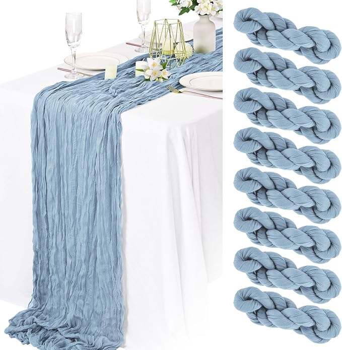 20 Pack Dusty Blue Cheesecloth Table Runner 10FT Long Boho Gauze Fabric Table by Lamshionow