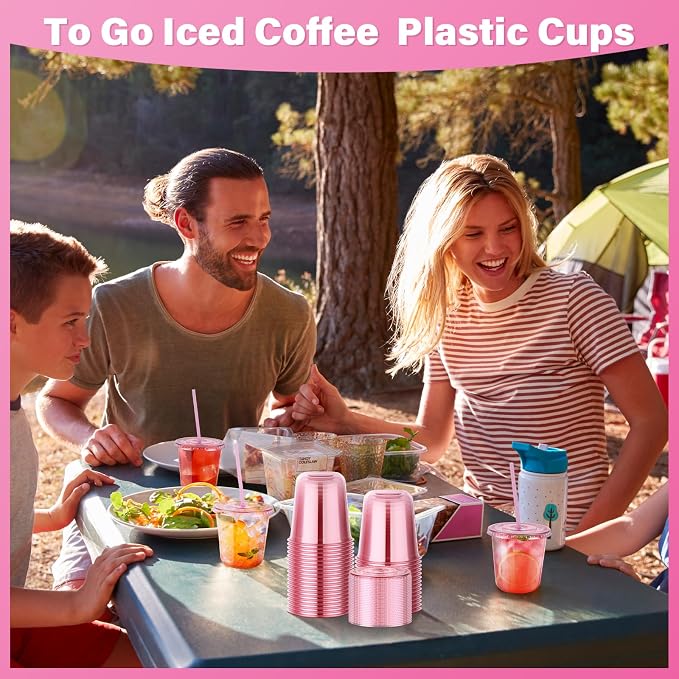 KesaPlan 50 Pack 12 oz Pink Plastic Party Cups - Image 5