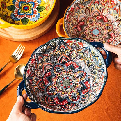 2 Pack Boho Ceramic Serving Bowls - Image 3