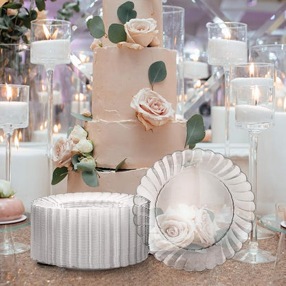 Premium Hard Plastic Plate Set 50 x 9” Clear Round Plates - Image 2