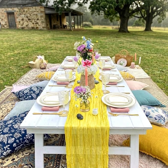 10 Pack Yellow Cheesecloth Table Runner 9FT Cheese Cloth Boho Gauze Fabric - Image 7