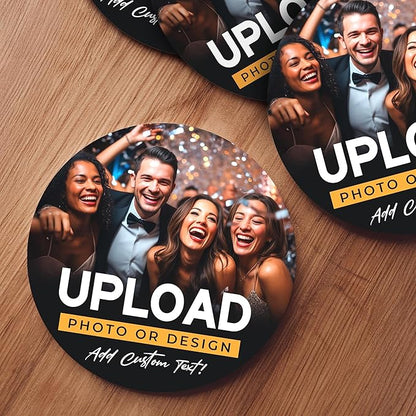 Personalized Drink Coasters, Custom Cardboard Coasters with Photo and Text, Design Your Own Coaster for Events, Parties, Bars, and Unique Gifts, 3.95" Round p (10-Pack)