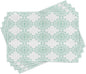 Ambesonne Floral Place Mats Set of 4, Abstract Horizontal Lines Geometric Bold Thin Stripes Ocean Themed Illustration, Washable Fabric Placemats for Dining Table, Standard Size, Seafoam White