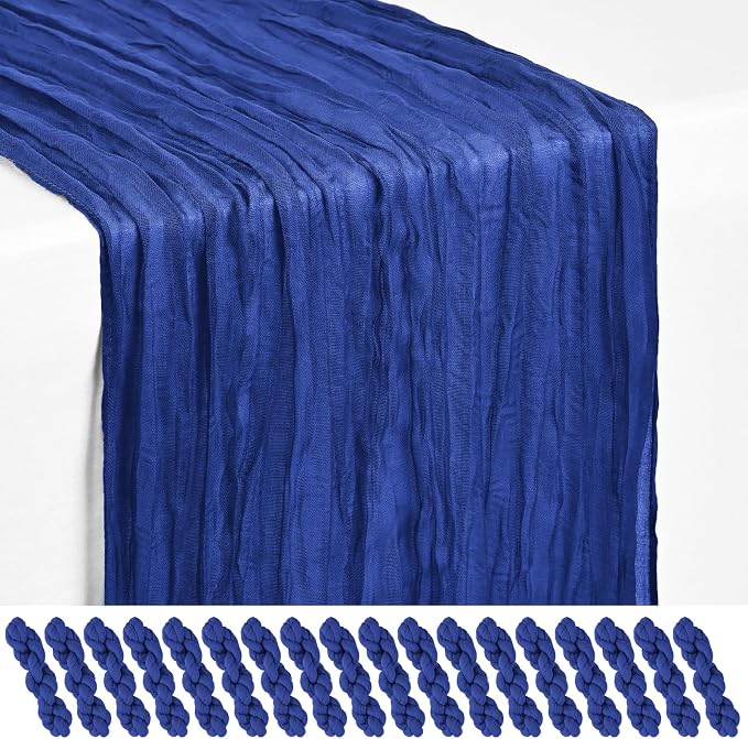 Showgeous 18 Pack Royal Blue Cheesecloth Table Runner, 17 x 108 Inches | Boho by Showgeous