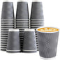Lamosi 500 Count 8 oz Insulated Coffee Cups Bulk, Disposable Paper Cups No Lids 8oz, Corrugated Ripple Wall Design for Hot Beverage (Grey)