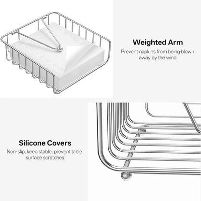 Napkin Holder for Table with Weighted Arm, Dinner Metal Flat Napkin Holders for - Image 4