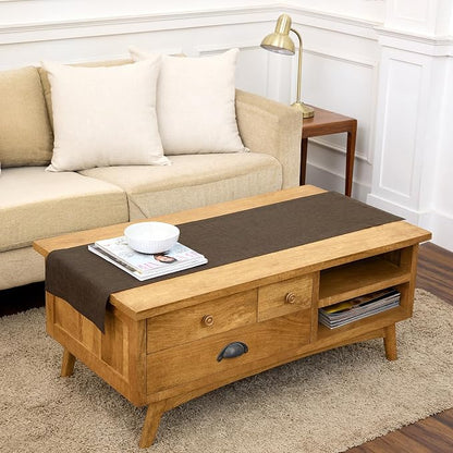 Solino Home 100% Pure Linen Table Runner Brown Woven, Athena 14 x 60 in | Table by SolinoHome