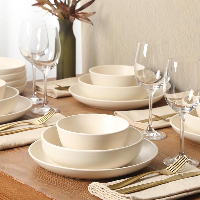 Gibson Elite Leeds Court Plates and Bowls Sets, 16-Piece Stoneware Dinnerware - Image 6