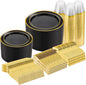 600 Pieces Black Plates for 100 Guests | Include: Dinnerware Set of 100 Dinner by GoodLuck