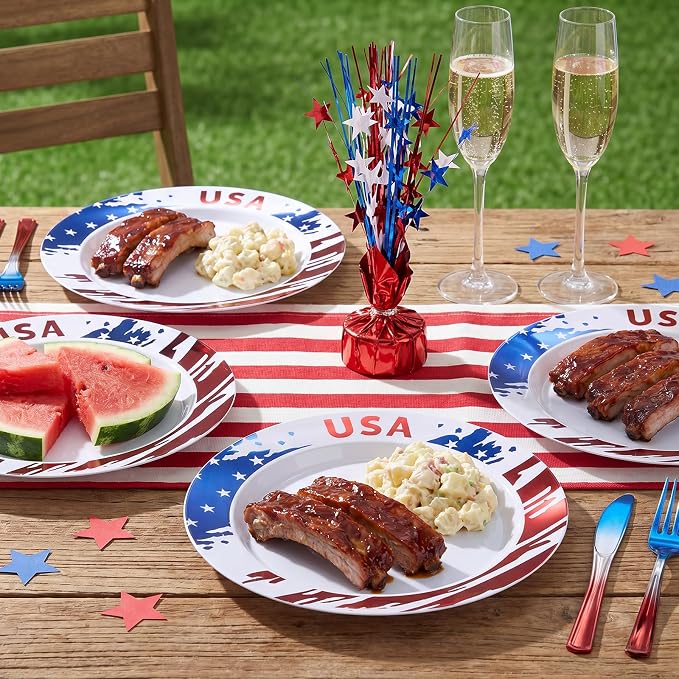 BESTVIP 50Pcs 4th of July Plastic Plates, Memorial Day & Special Events - Image 5