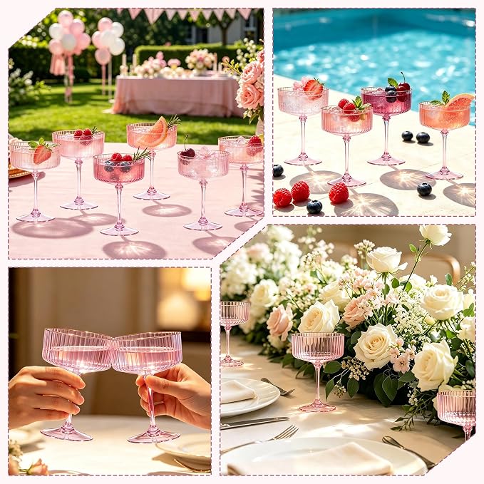 12PCS Plastic Martini Glasses, Unbreakable Reusable Champagne Coupe, Removable - Image 6