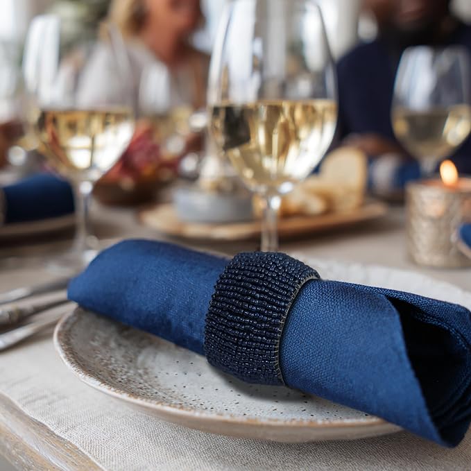 COTTON CRAFT Glitz Handmade Beaded Napkin Rings - Image 5