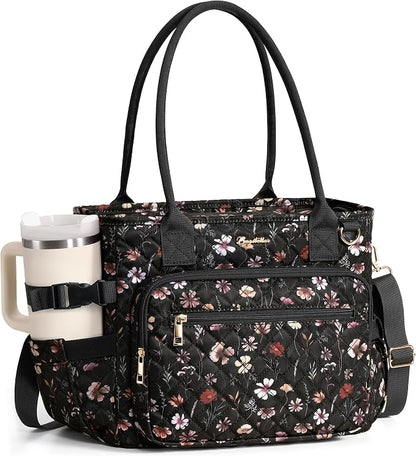 Lunch Box for Women Insulated Lunch Bag Quilted Soft Cooler Tote | 7 Pocket by Bagstellar