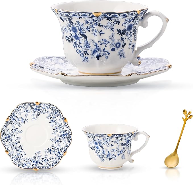 Country Roses Porcelain Tea Cup and Saucer Set - Image 2