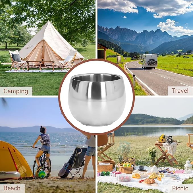 4Pcs Stainless Steel Coffee Cup, Camping Cup Coffee Mugs Tea Cups Double Walled - Image 7