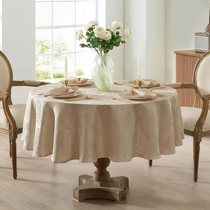 Newbridge Barcelona Luxury Damask Fabric Tablecloth, 108” Round, 100% Polyester - Image 5