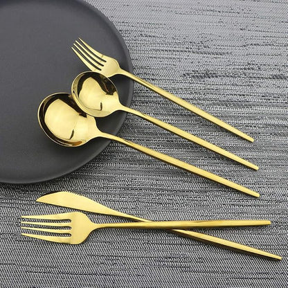 Shiny Gold Silverware Set, JASHII 20-Piece Stainless Steel Satin Finish - Image 2