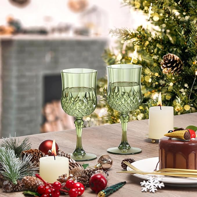 XUWAIDSGN 24 Pcs 7oz Plastic Vintage Wine Glasses Drinking Glasses Unbreakable - Image 6