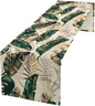 Gold Tropical Leaves Table Runner Jungle Green Plam Leaves Retro Boho Hawaii by moderw