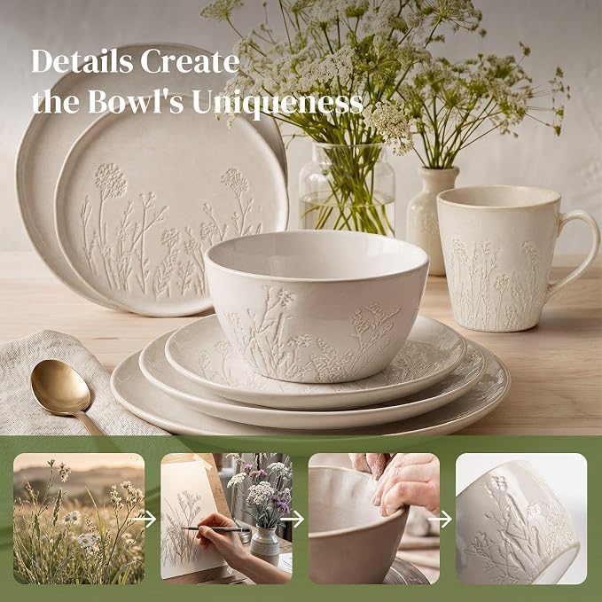 DOWAN 32 OZ Soup Bowls – Ceramic Bowls Set of 4, Large Soup Bowls - Image 4