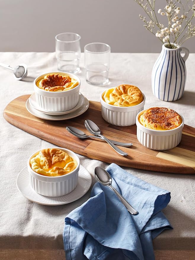 LE TAUCI Ramekins 6 OZ, Ceramic Souffle Dishes, Oven Safe Custard Cups - Image 5