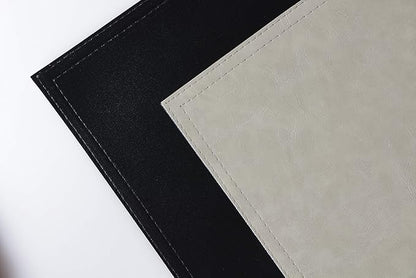 Waterproof PU Placemats,Set of 8, Faux Leather Dining Table Mat, Easy to Wipe Off Scrub Vinyl Mat, Heat & Stain Resistant for Office Conference Table, Home Decor G Parchment White